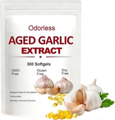 Odorless Garlic 7500mg Per Servings, 300 Softgels | 2 Years Aged Garlic Extra…