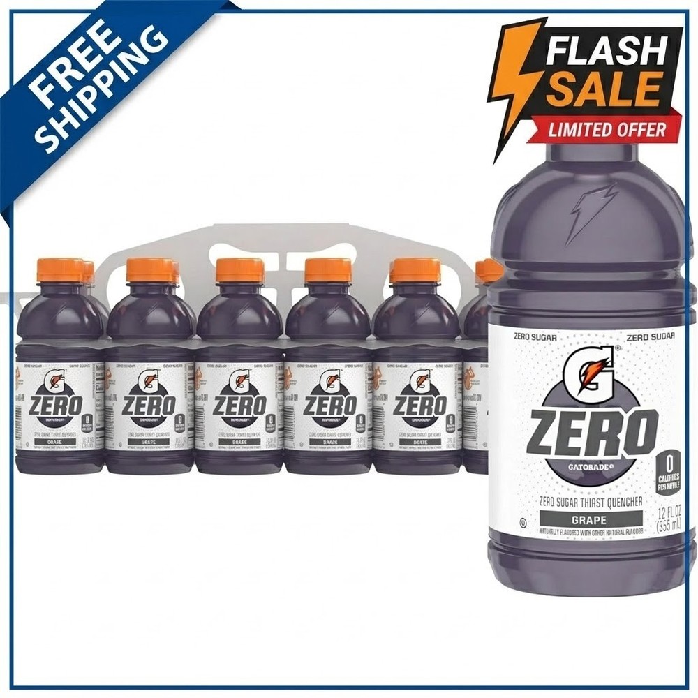 Gatorade Thirst Quencher Zero sugar sports 12 fl oz (Pack of 12) Purple ……..