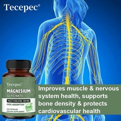 Magnesium Glycinate Supplement Support Bone Nervous System Health 120 Capsule
