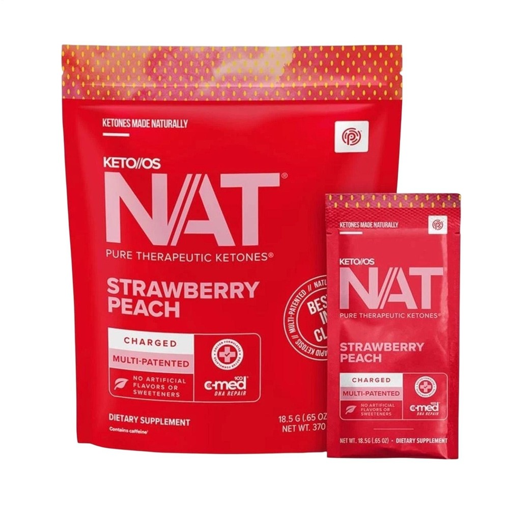 Pruvit Keto OS NAT Strawberry Peach Charged Ketones 20 Packs Sealed New