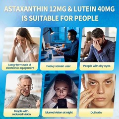 14-in-1 Astaxanthin & Lutein 12mg, Zeaxanthin Softgels – 6 Month Supply, Eye & S