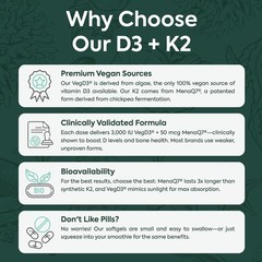 Better D3 + K2 Softgels – 100% Organic, Non-GMO for Superior Calcium Support