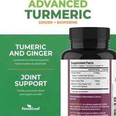 Forest Leaf Organic Turmeric Joint Support Supplement Ginger 120 Capsules US