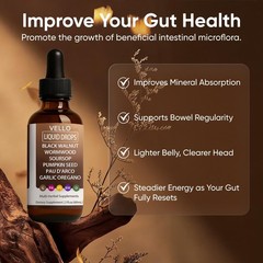 Gut Cleanse Drops – Black Walnut, Wormwood, Clove, Garlic & Oregano Extracts, Bo