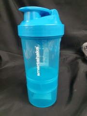 Smartshake Original2Go ONE Shaker Bottle Clear Blue 20oz W/ 2 Dry Containers NEW