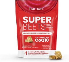 SuperBeets Heart Chews Advanced – 3-in-1 Beetroot & CoQ10 Formula, 60 Count
