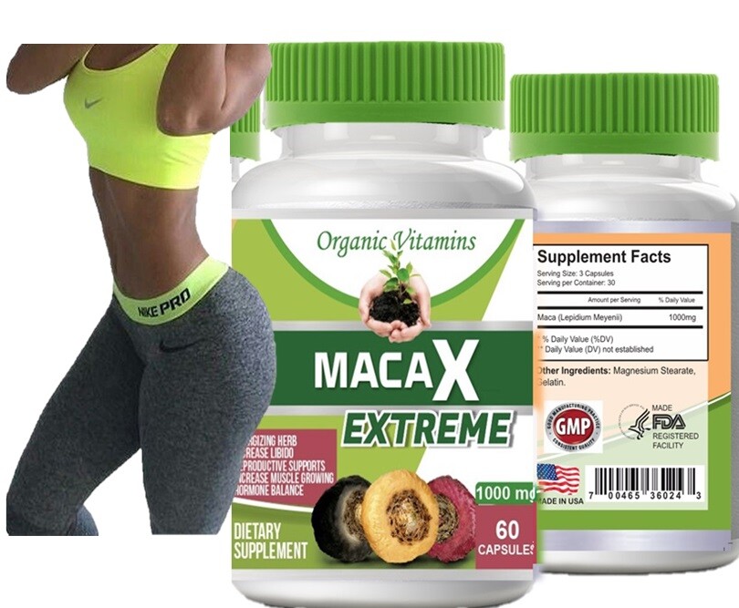 Maca Root x Powder capsule for woman red black yellow bigger butt and hips booty