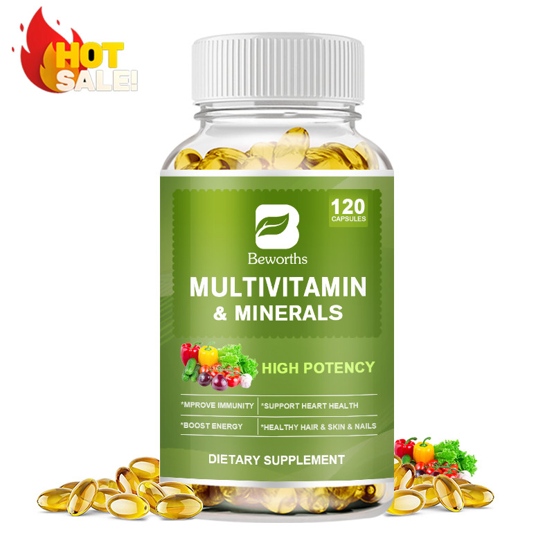 120 Pills Multivitamin & Minerals Capsules High Potency with Iron Zinc Biotin