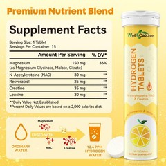 Hydrogen Tablets for Drinking Water: Molecular Hydrogen Tabs 12.4PPM with Mag…