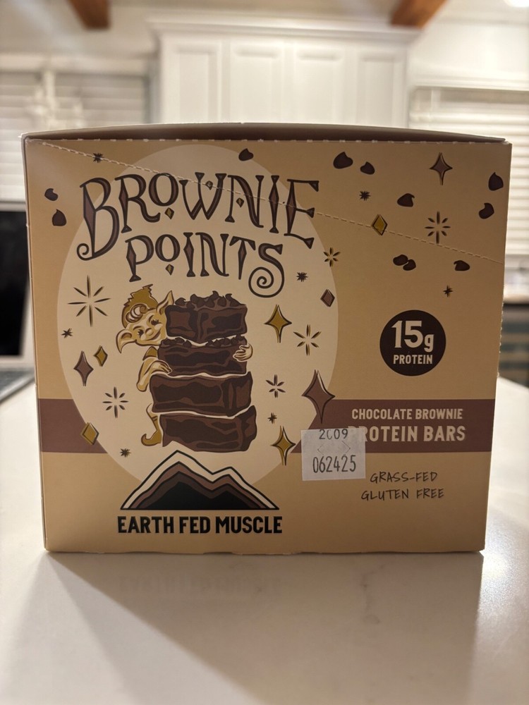 Earth Fed Muscle Brownie Points Protein Bars 10 Pack Brand New Unopened