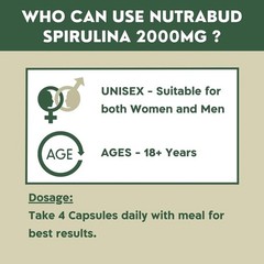 Nutrabud Organics Spirulina Capsule 2000mg per Serving 120 Veg Capsules