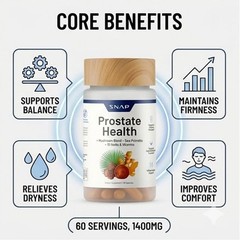 SNAP Prostate Wellness 2-Pack Saw Palmetto Mushroom Blend Men’s Supports 180