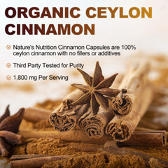 Organic Ceylon Cinnamon Capsules 1800mg Highest Potency Blood Sugar Heart Health
