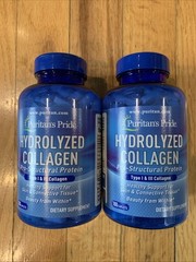 2 Puritan’s Pride Hydrolyzed Collagen 1000 mg – 180 caplets Protein Exp 11/2027