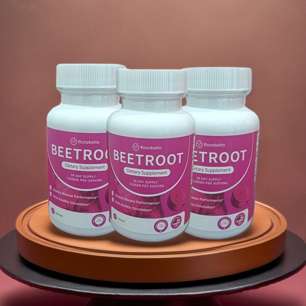 3PCS Rosabella Organic Beet Root 60 Capsules Natural Energy Boost Blood Pressure