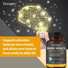 Brain Health Supplement Improves Memory Focus Support Thinking Health 30-120 Cap