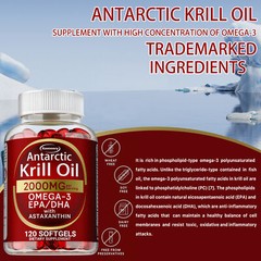 Antarctic Krill Oil 2000mg – Omega-3,EPA, DHA, Astaxanthin,Heart and Skin Health