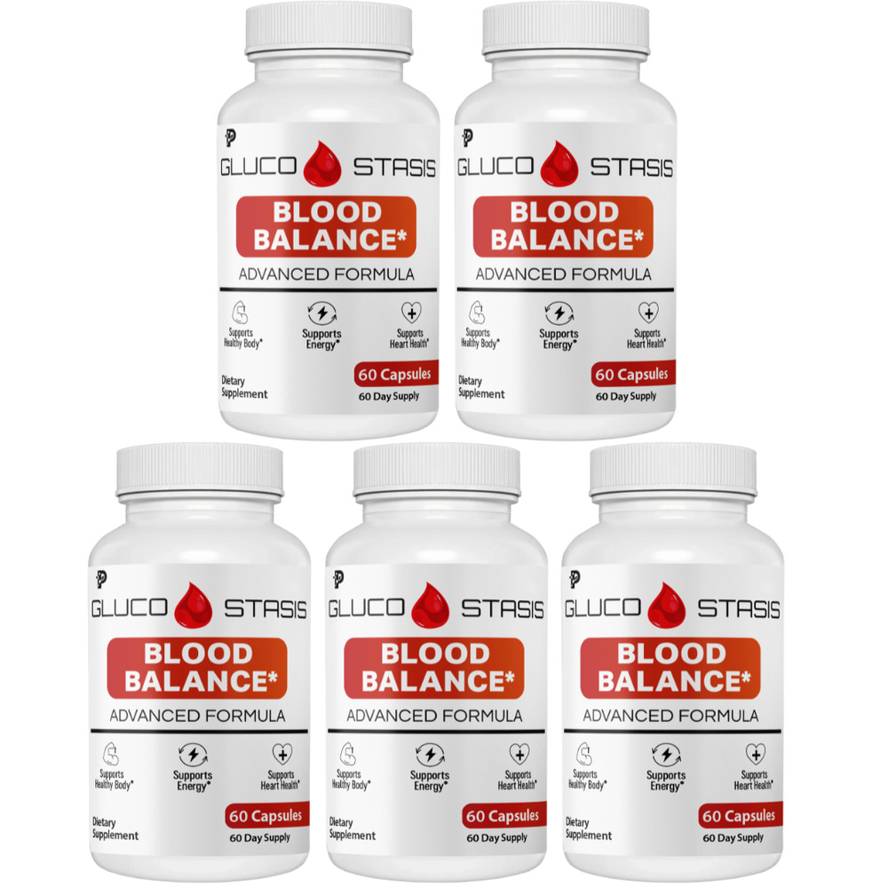 Gluco Stasis Blood Balance Support, Advanced Formula Heart Health- 5 Bottles