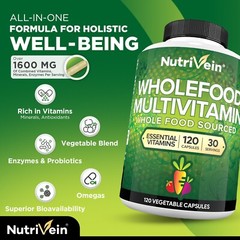Nutrivein Whole Food Multivitamin – Complete Daily Vitamins For Men and Women