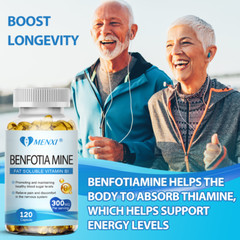 300mg Benfotiamine Capsules Fat Soluble Thiamine Vitamin B1 NON-GMO,Gluten Free