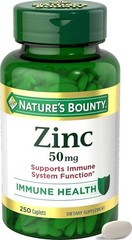 Nature’s Bounty Zinc 50mg, Immune Support & Antioxidant Supplement, Promotes Ski