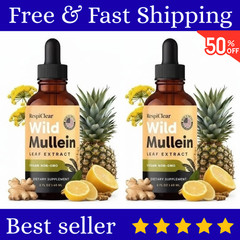 2 Pack RespiClear Wild Mullein Leaf Extract Liquid Drops Vegan Non-GMO Lemon