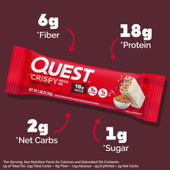 Quest Crispy Protein Bar, Fruity Cereal Flavor, 18g of Protein, 4 Count