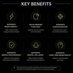 Brain Support Nootropic Supplement Cognitive Support, Improves Memory ( 3 Pack )