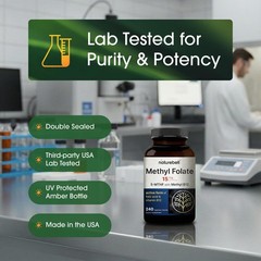 NatureBell Methyl Folate 15mg – 240 Capsules – 5-MTHF with Methyl B12-15mg…