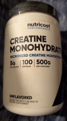 Nutricost Creatine Monohydrate Micronized Powder 500G Exp 01/27