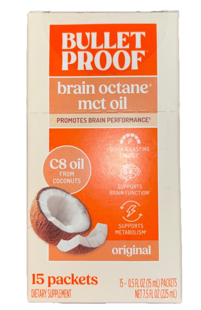 Bullet Proof Brain Octane® C8 MCT Oil , 15 Pckt , 0.5 fl oz (15 ml) Each 3/2028