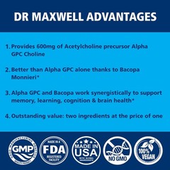 Dr. Maxwell Acetylcholine, Alpha GPC Choline 600mg + 60 Count (Pack of 1)