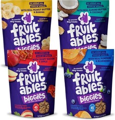 Fruitables Biggies Dog Treats 4 Flavor Variety Pack of 16oz Bags,4 Bags Total