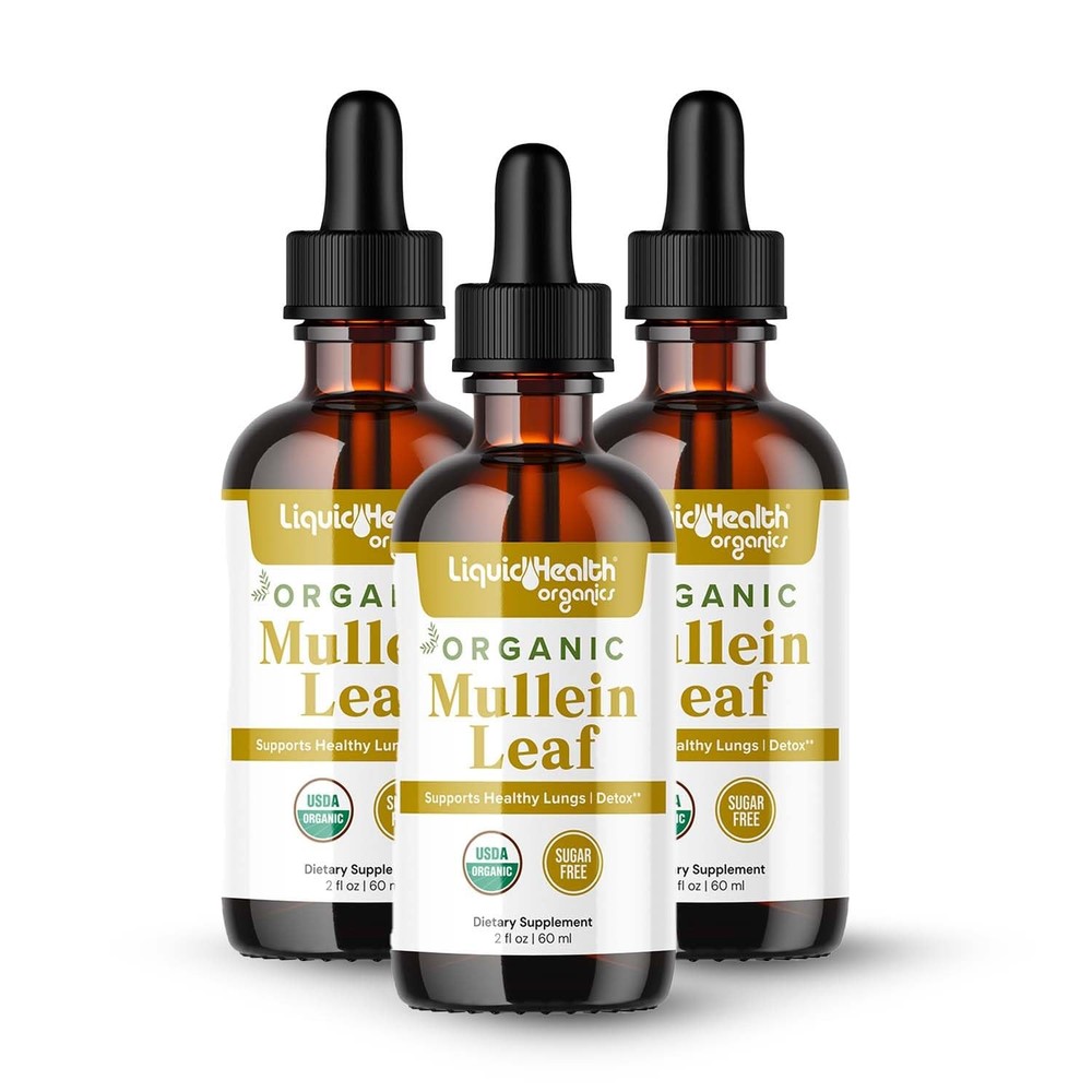 LIQUIDHEALTH USDA Organic Mullein Leaf Extract Drops for Lungs – Herbal Cleansin