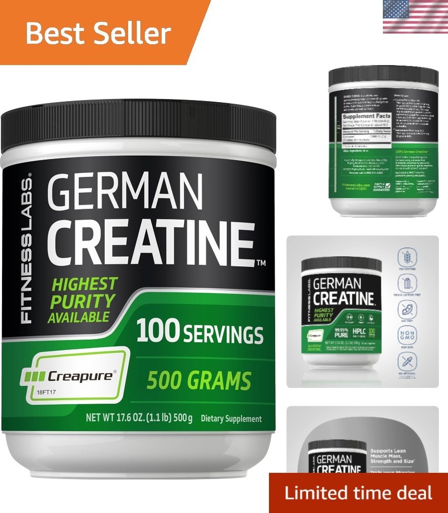 Fitness Labs German Creatine Monohydrate Powder 500 Grams Creapure 100 Serv…