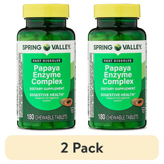 Spring Valley Papaya Enzyme Complex Chewable Tablets Dietary Supplement 2×180 Ct
