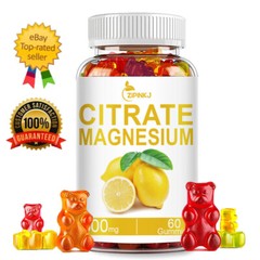 Super Strong Effective Vegan Magnesium Citrate 600mg Gummies Supplements 2 Packs