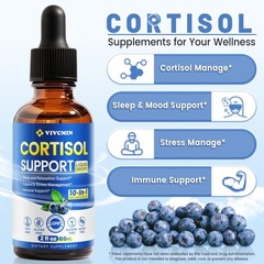 Blueberry Flavored Cortisol Balancing Drops for Mood & Sleep Support – 2 oz