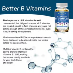 Vitamin B Complex Capsules B1 B2 B3 B5 B6 B7 B9 B12 Folic Acid & Biotin Energy