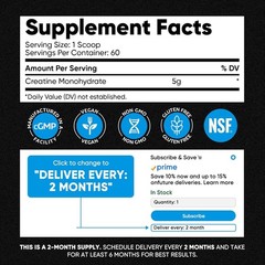 100% Pure Micronized Creatine Monohydrate Powder, Unflavored Creatine for Women