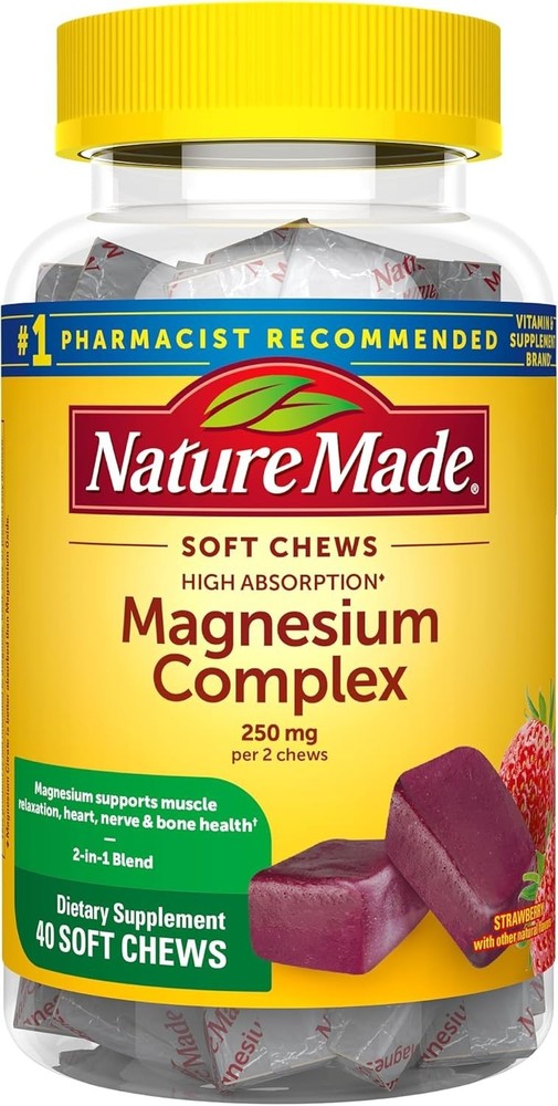 Nature Made Magnesium Complex Soft Chews 250 mg – 40 Vegetarian Chews