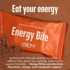 GEM Energy Caffeinated Chocolate Bite, 40mg Caffeine, Ginseng Root, LTheanine…