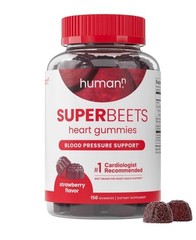 2 PACK- SuperBeets HEART Gummies, Strawberry Flavor Blood Pressure Support 150ct