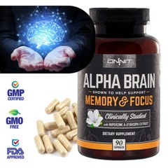 Brain Alpha Supplement Memory Focus Daily Mind Support for Career Academics 90