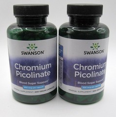 Chromium Picolinate 2 BOTTLE LOT SWANSON 200 mcg 200 Capsules Per Bottle NEW