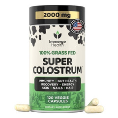 Immerse Health Grass Fed Colostrum 2000mg 120 Capsules Immune & Gut Support