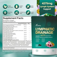 240 Supplements, Lymphatic Drainage Softgels, 4275mg Lymph System Support Supple