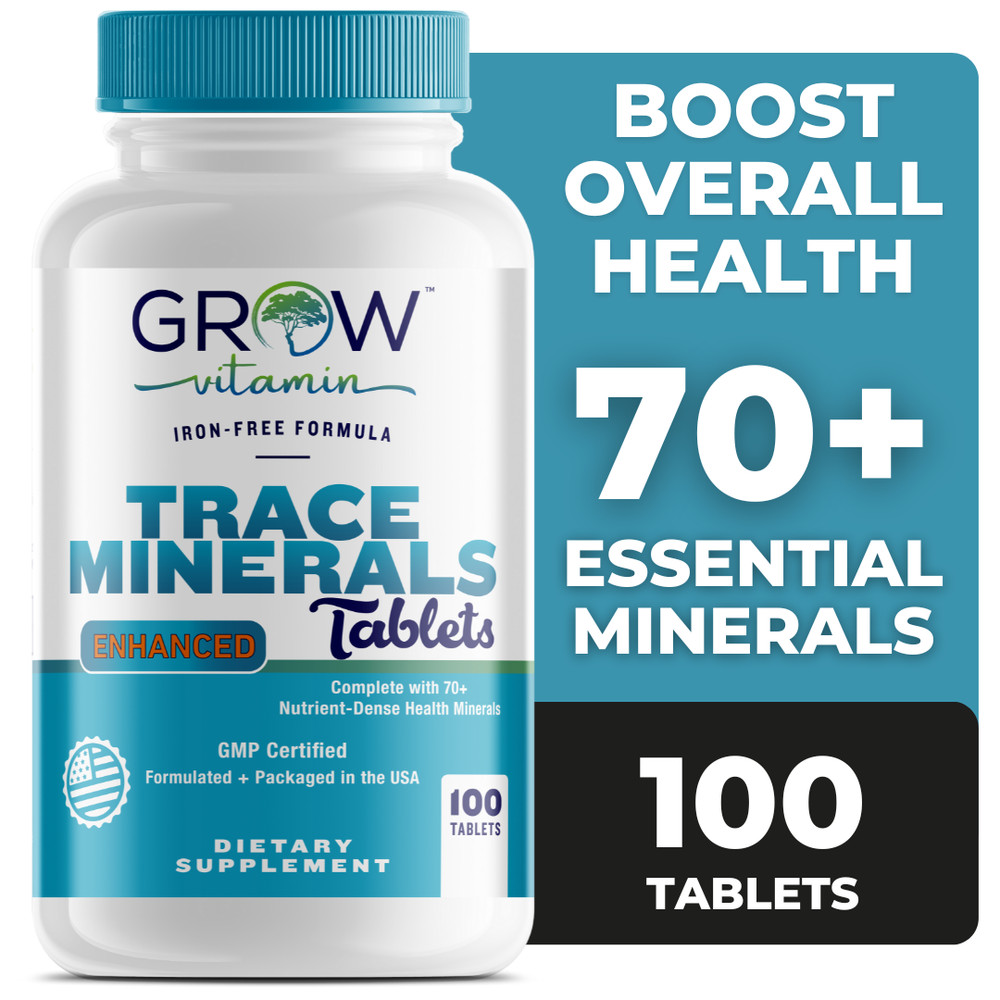 Multi Mineral Supplement | 100 TABLETS | Iron Free | Non-GMO | by GROW VITAMIN