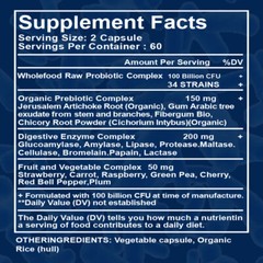 100 Billion Probiotics CFU Potency Gut Health 120 Capsules Probiotic Supplement