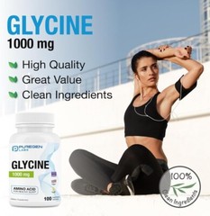 Puregen Labs Glycine | 1000 mg 100 Veg Capsules | 1Pk | Exp. 07/27